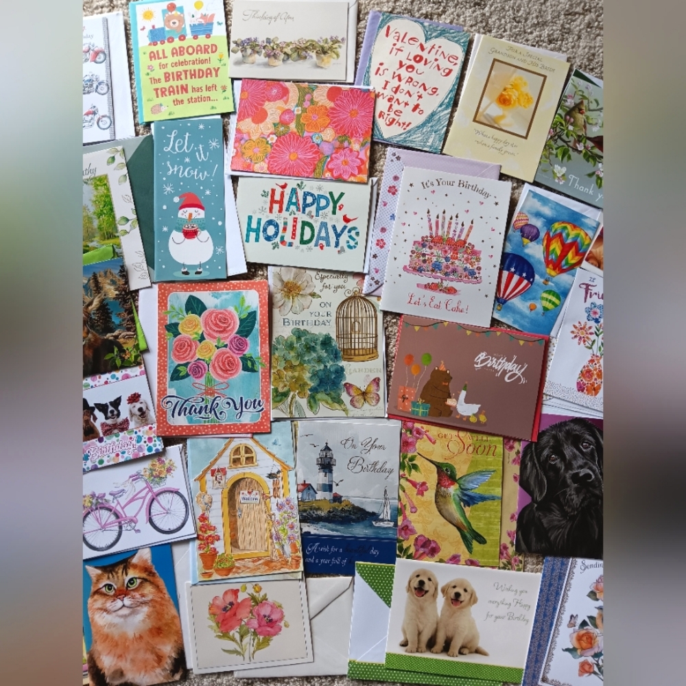 40 Assorted Greeting Cards RANDOM Lot! DIY Scrapbook Crafts - Picture 5 of 5